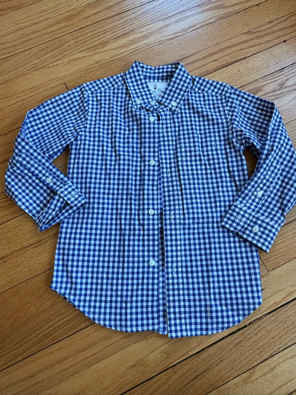 Kids Classic Prep Blue and White Gingham Button-Down Shirt Size 5